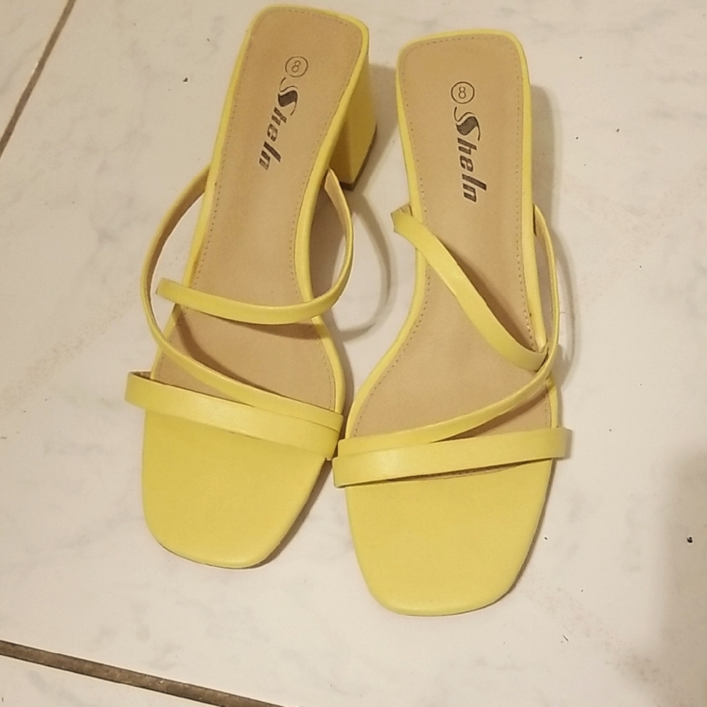 SHEIN Bright Yellow Strappy Heels Unworn